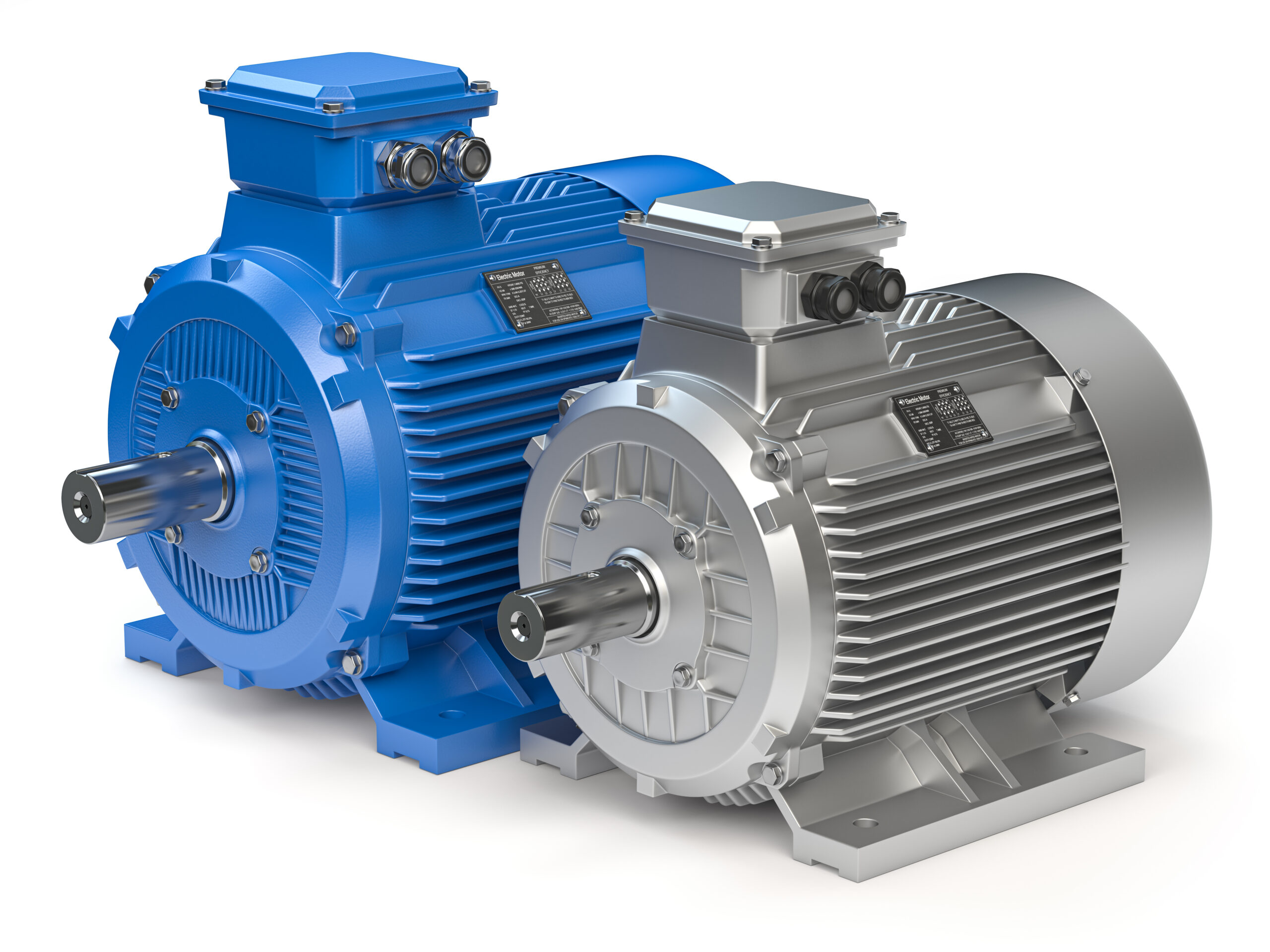 Industrial electric motors isolated on white.